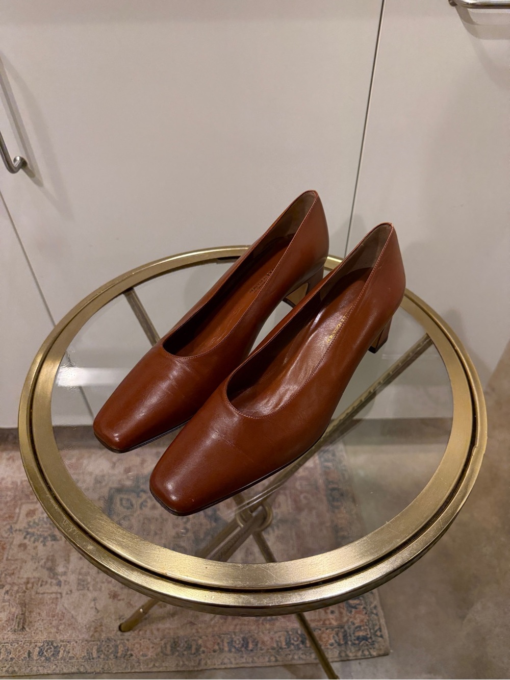 Amalfi Leather Square Toe Block Heels